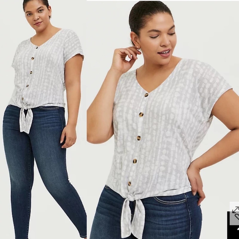 NEW Torrid Slub V Neck Button DownTie Front Dolman Midi Tee Womens 4X